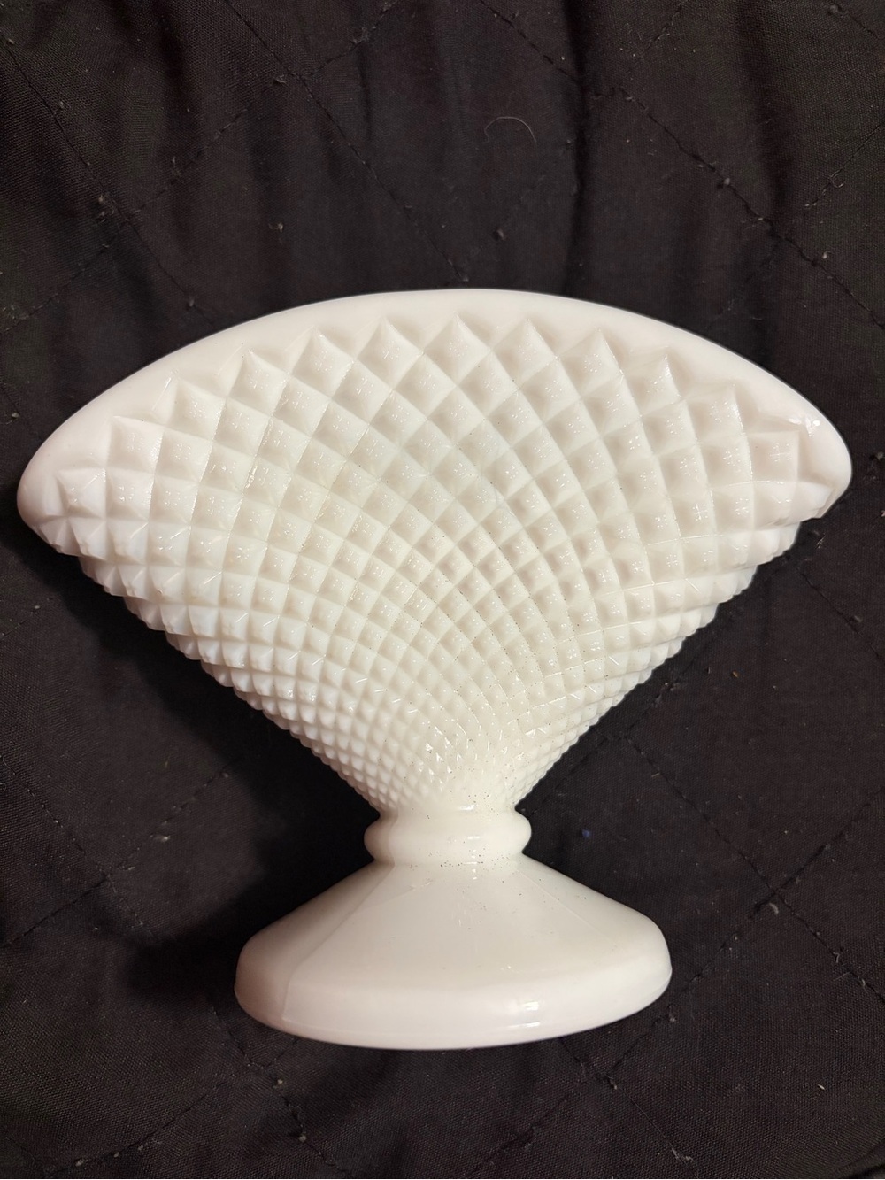 White Milk Glass Fan Vase - Decorative Home Accent